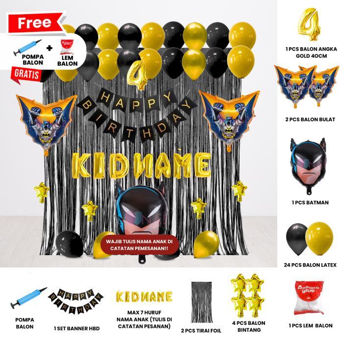 BATMAN SET DEKOR ULANG TAHUN ANAK/ DEKORASI ULTAH ANAK