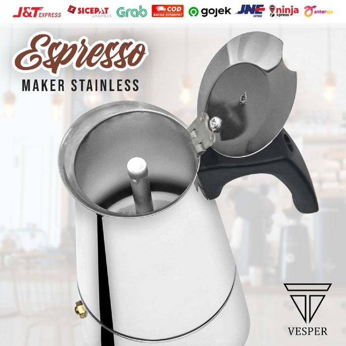 Espresso maker 6 cup / moka pot stainless 6cup / teko stainless