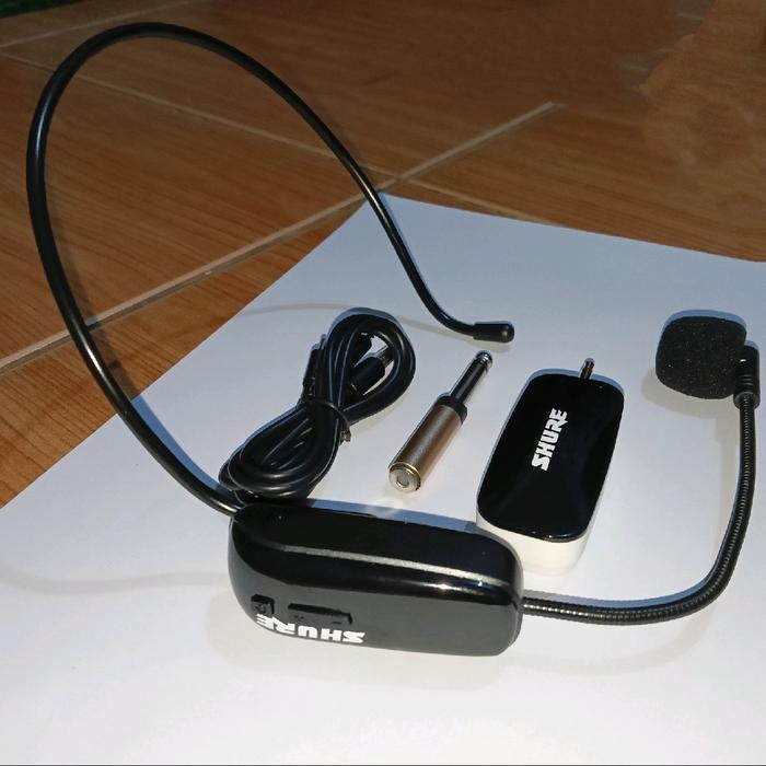 Wireless Mic Mikrofon Presentasi Imam Masjid Musholla Headset Shure Uhf (Nirkabel) Helm