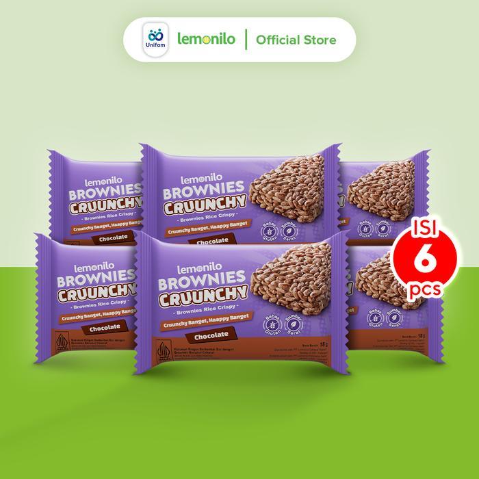 6 Pcs Lemonilo Brownies Crunchy Coklat - Snack Lemonilo Brownies 18 Gr