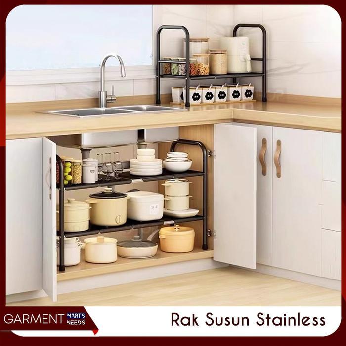 Rak Bawah Wastafel Dapur Kamar Mandi Kabinet Susun Penyimpan Alat Dapur Sabun Detergent Serbaguna