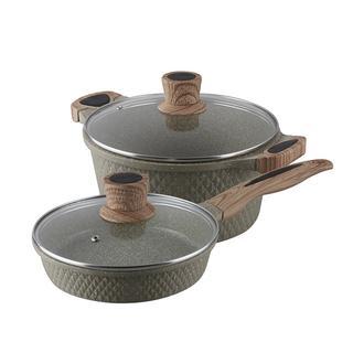 Stein Cookware Paket Ruby ( Caserolle 24 Cm + Lid & Fry Pan 20 Cm + Lid ) Granit