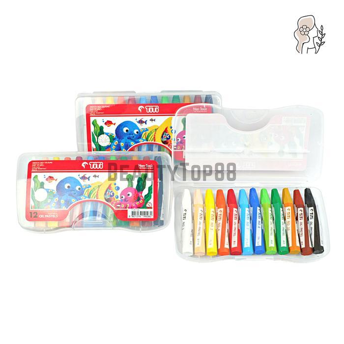 Crayon Titi 12 Warna Oil Pastel - Krayon Mewarnai 12 W [HARGA PER SET]