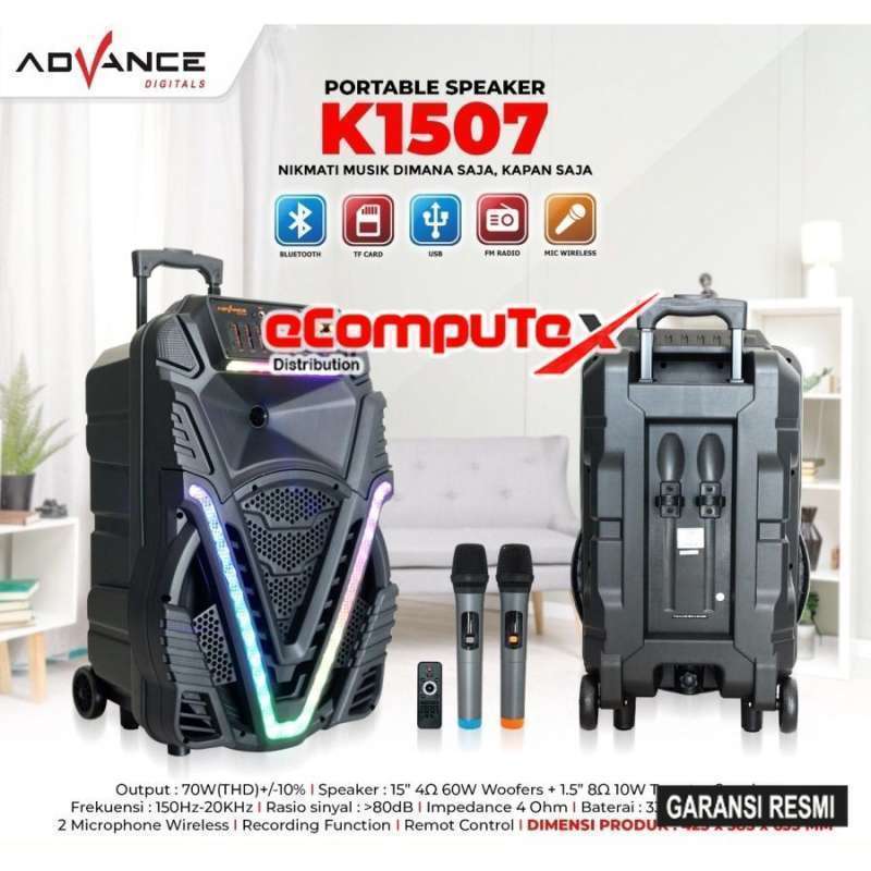 SPEAKER KARAOKE ADVANCE 12" K-1207 SPEAKER BLUETOOTH KARAOKE 12 INCH K1207