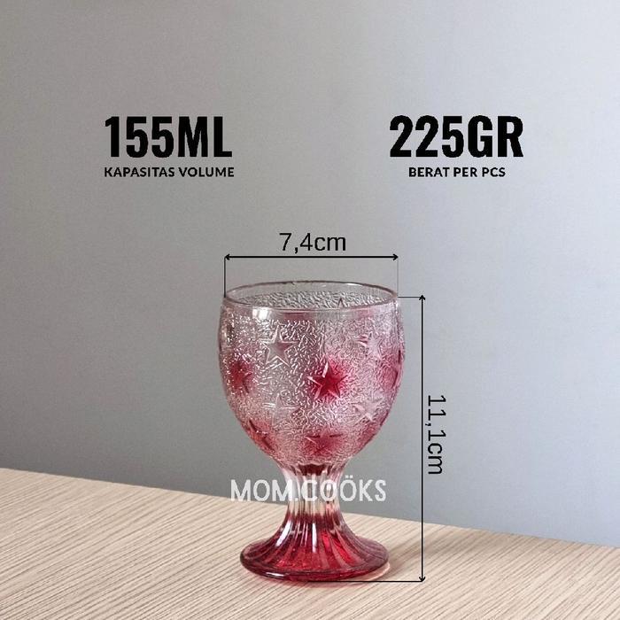 M232 [6 Pcs] Gelas Sloki Bintang Kaca Gelas Kaki Gelas Souvenir Gelas Kopi Gelas Minum Gelas