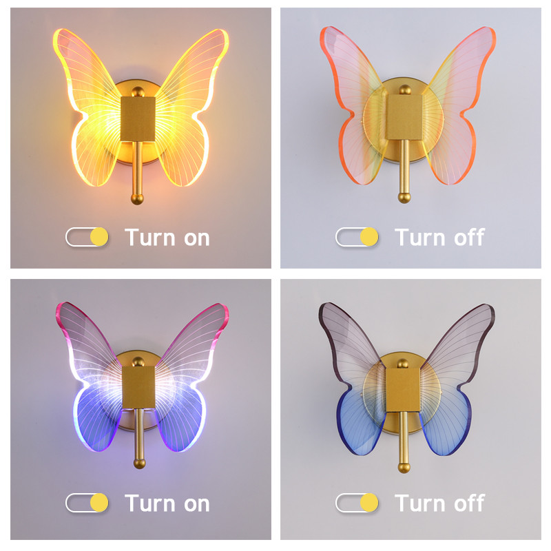 . Butterfly Led Wall Lamp Nordic Indoor Lighting Acrylic Wall Light -