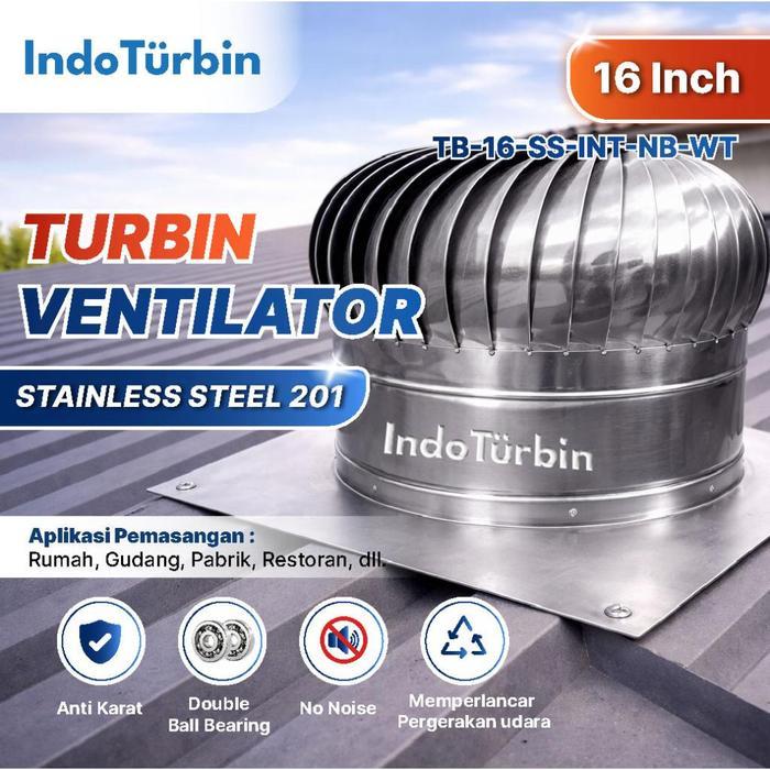 ` IndoTurbin Turbin Ventilator 16 Inch Roof Fan Exhaust Atap Rumah Gudang Pabrik