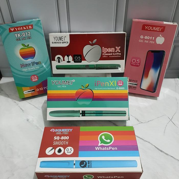 "New" (12pc) Pen Gel Apel /Pen Ipen/Pen murah/pen gel murah/gel pen/bolpen