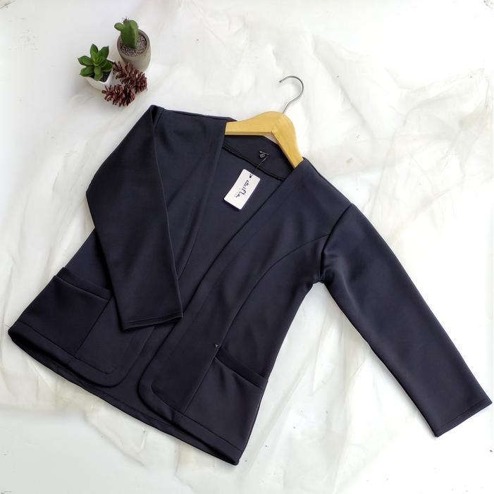 Blazer Scuba Tebal Allsize Pria Wanita - Hitam, Allsize
