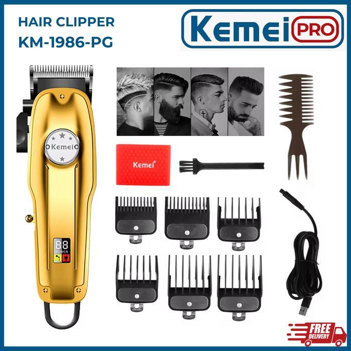 Kemei 1986-Pg Alat Cukur Rambut Kemei Km-1986Pg Cukuran Hair Clipper Full Metal Km1986Pg Km-1986-Pg