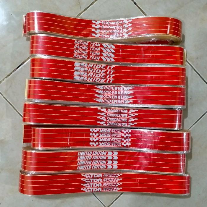 Sticker LIST VELG MOTOR MERAH 1 cm