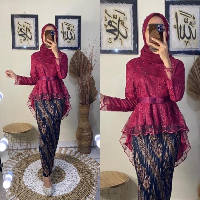 sar Kebaya modern dan elegan 2024 - Baju kebaya setelan songket - Dress kebaya songket wisuda Wanita