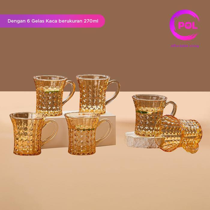 Promo [Garansi Pecah] Pol Set Teko Air Kaca Nanas 7 In 1 Pitcher Glass Kettle 7 In 1 Kettle Air Kaca