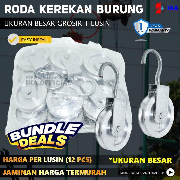 12 PCS KATROL RODA BESAR KEREKAN SANGKAR KANDANG BURUNG PERKUTUT SEMPATI KATROL BESI KEREKAN TIANG