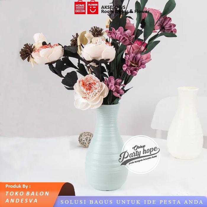 Vas Bunga Plastik Gentong / Pot Bunga Estetik / Hiasan Dekorasi Rumah