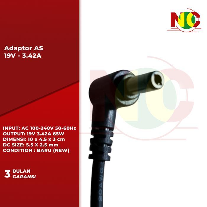 CHARGER ADAPTER LAPTOP AS R33030 N17908 V85 POWER SUPPLY CHARGER VCC05 19V 3.42A 65W 5.5.2.5MM