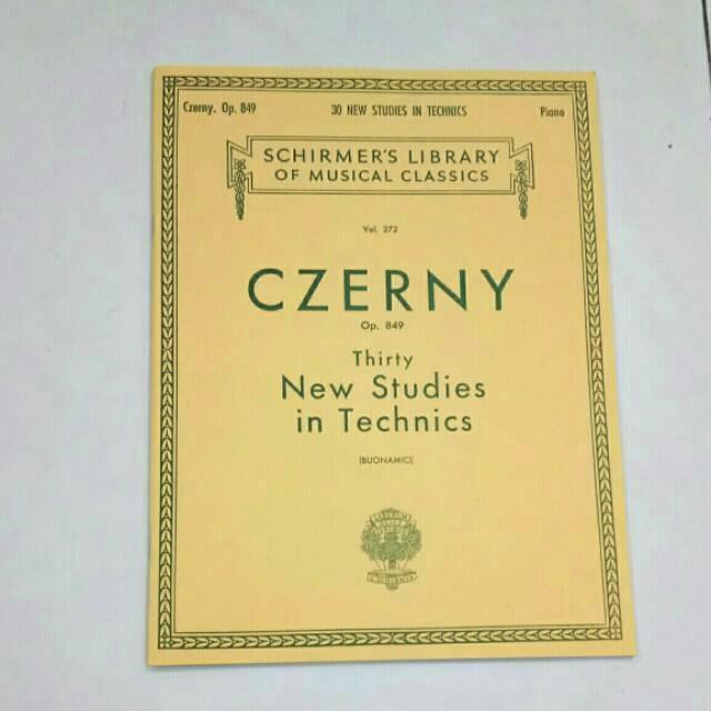 Buku piano Czerny op.849 op.740 Thirty new Studies in Technics terbitan Schirmers Library buku