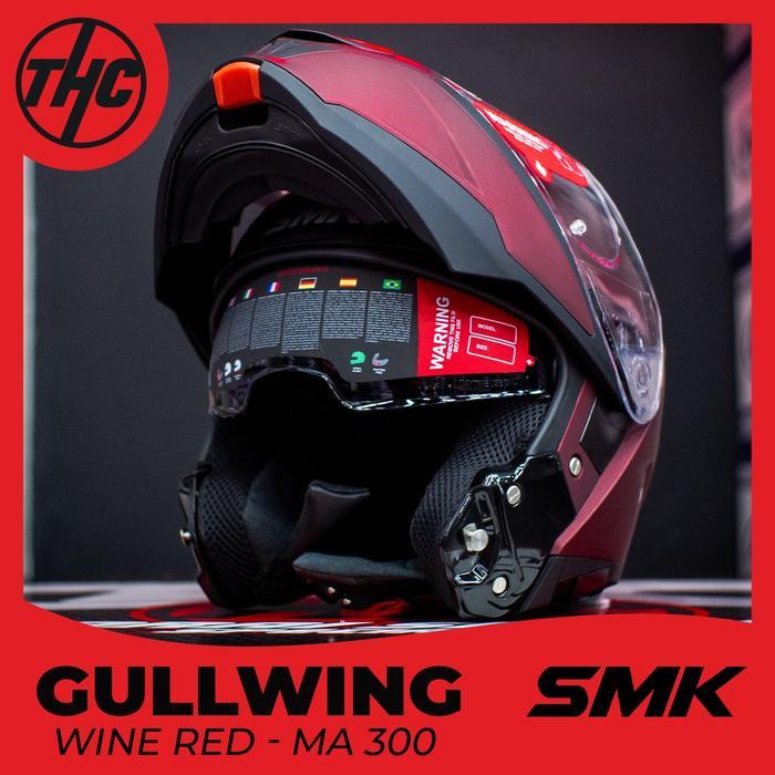 HELM SMK GULLWING WINE RED FLIP UP HELMET SMK