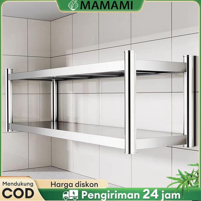 SUS 304 Rak Dinding Dapur Stainless Steel Rak Oven Microwave Rak Bumbu Rak Dinding Baja Tahan Karat