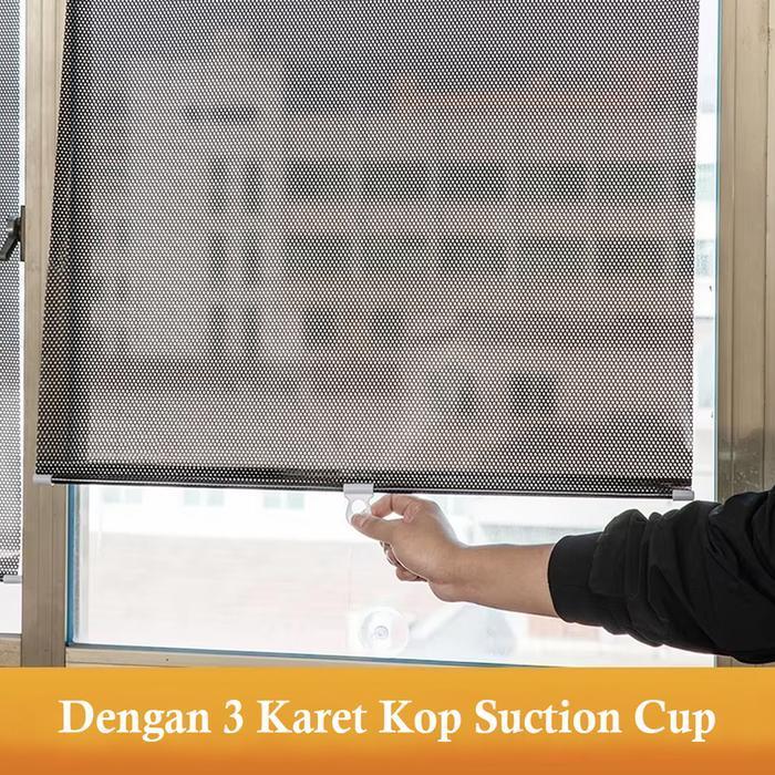 Tirai Gulung Tempel Jendela - Roller Blind Pelindung Anti Panas UV