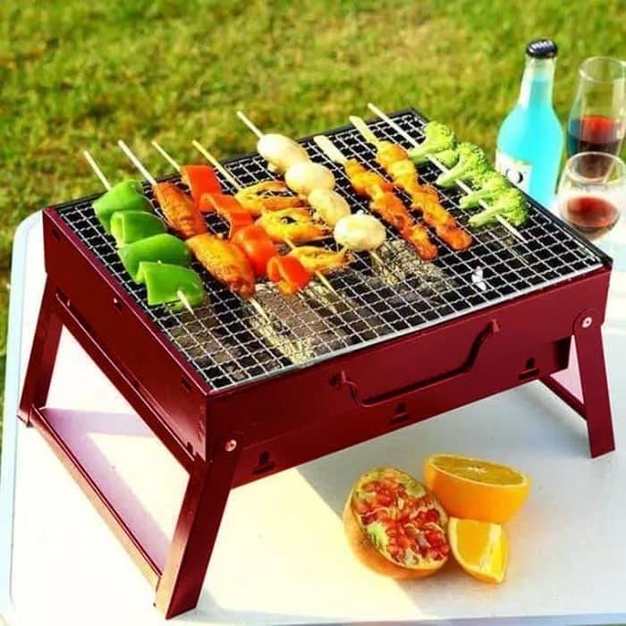 Barbeque Grill Alat Panggangan Portable Mini Lipat Sate BBQ Griller