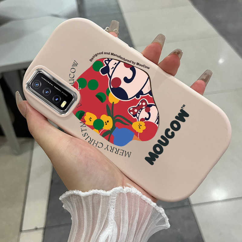 Casing Hp Untuk VIVO Y20 Y20i Y20s Y20T Y12s Y12a Case sapi perah dan bunga Kasing silikon Cesing Mo