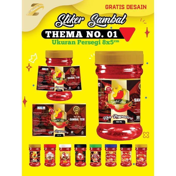 CETAK STIKER SAMBAL LABEL TOPLES BOTOL KEMASAN 150 GRAM BISA CUSTOM GRATIS DESAIN PROSES CEPAT