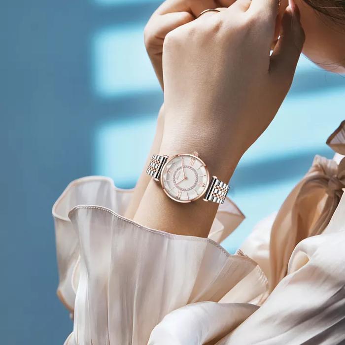 WatchNews- Biden Jam Tangan Wanita Anggun Mode Tali Stainless Steel Anti Air Jam