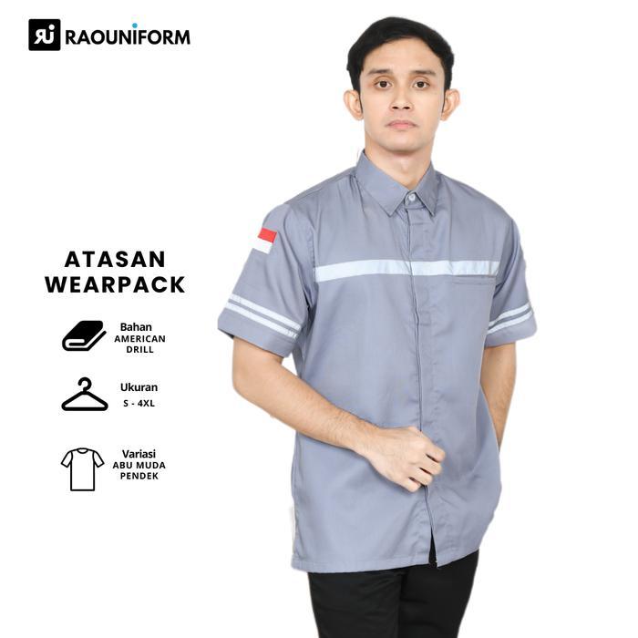 READY Seragam safety pria/Atasan wearpack lengan pendek/Kemeja safety pria/Baju seragam lengan