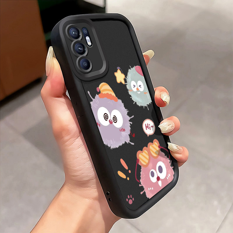 Casing Hp OPPO Reno 6 Case konyol Bola kecil bulu warna-warni Kesing Kasus Tangga Langit Cesing Sili