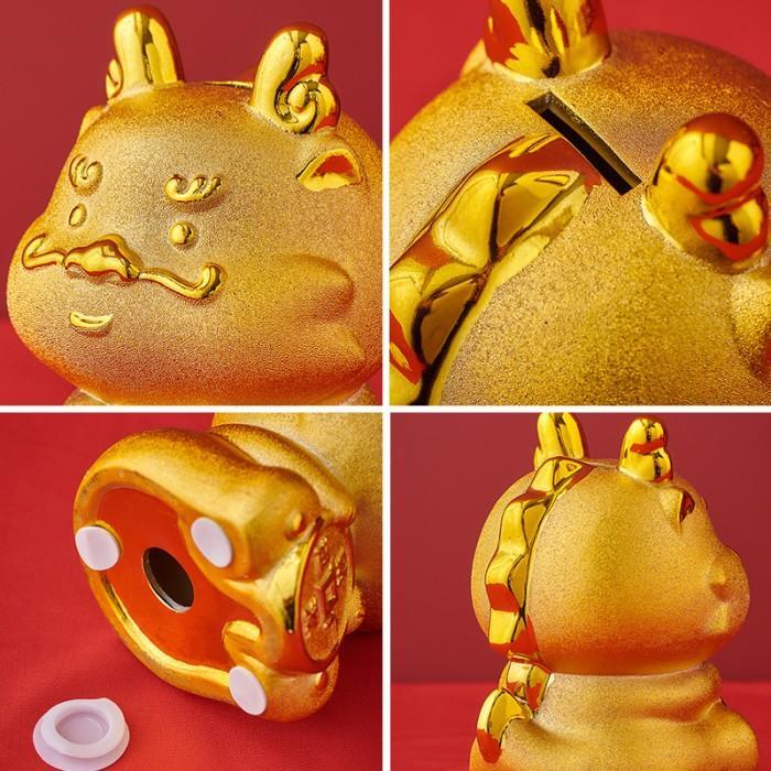 Pajangan Naga Emas Keramik Patung Dragon Murah Kado Sovenir Imlek 2024 Ornamen Patung Naga Emas