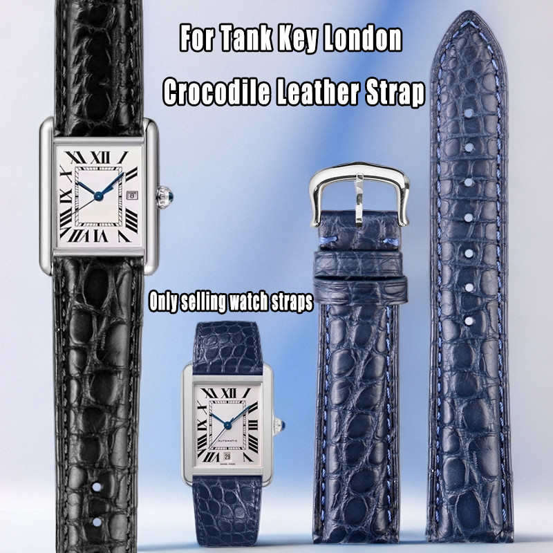 For Cartier Tank Key London Solo Crocodile Leather Watch band Men's Genuine Leather Women's watch