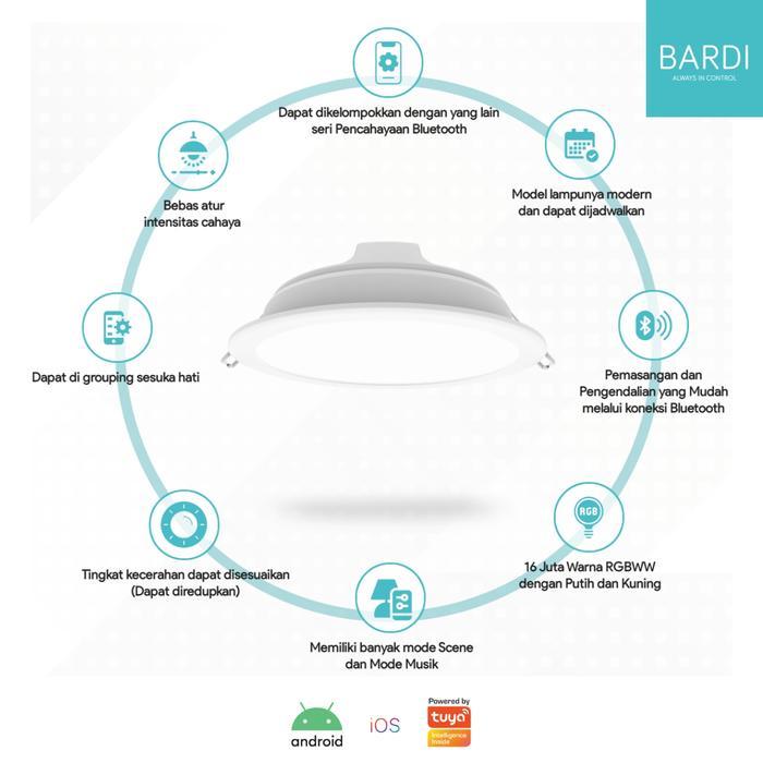Bardi Smart Beacon Panel Downlight 14W Rgbww Bluetooth Lampu
