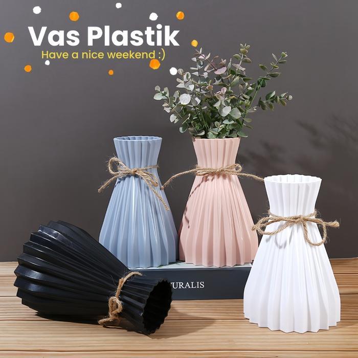 Vas Plastik Dengan Tali Ram Vas Bunga Tanaman Plastik Vas Hiasan Meja Ruang Tamu Vas Bunga Tanaman