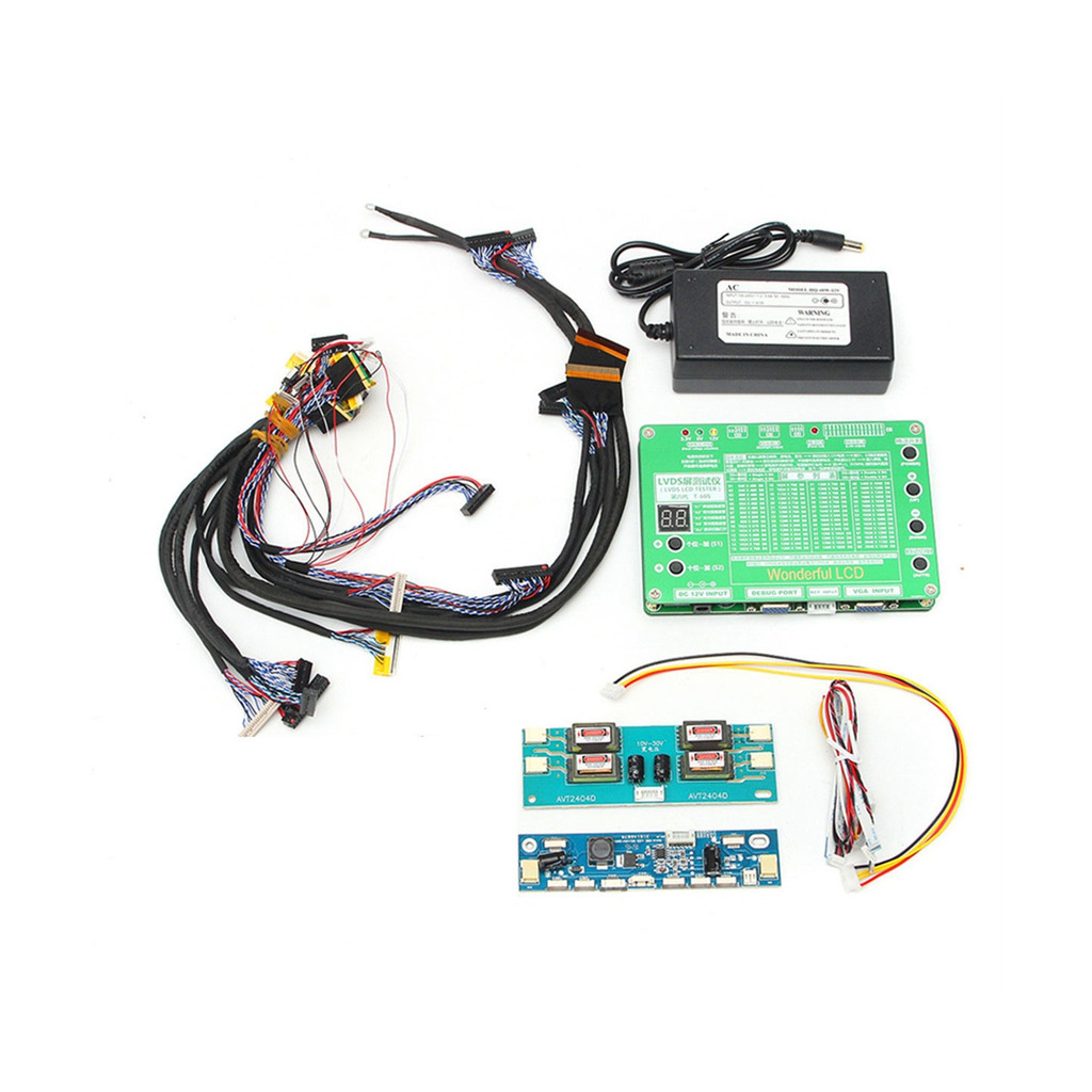 New Laptop LCD/LED Test Screen Tester+ 14PCS Lvds Cables + Inverter Tool Kit Panel EU Plug