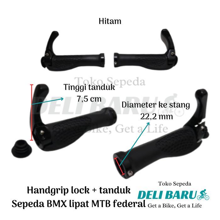 Hand Grip + Tanduk Sarung Stang Lock Hamfat Hanpad Sepeda Bmx Mtb Federal Lipat Mini Fixie Minion