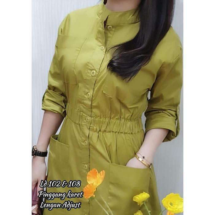 Dress Wanita Midi - Dress Korea - Dress Katun Stretch *