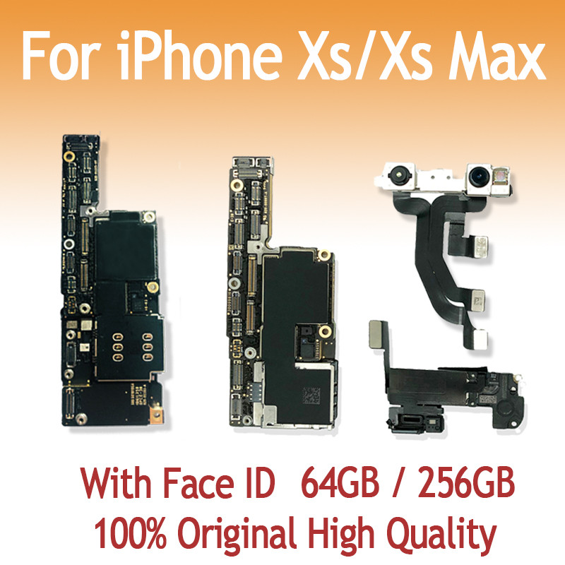 Original Motherboard for iPhone XS Max, Face ID, IOS System, Main Logic Board, Clean iCloud, 64GB,