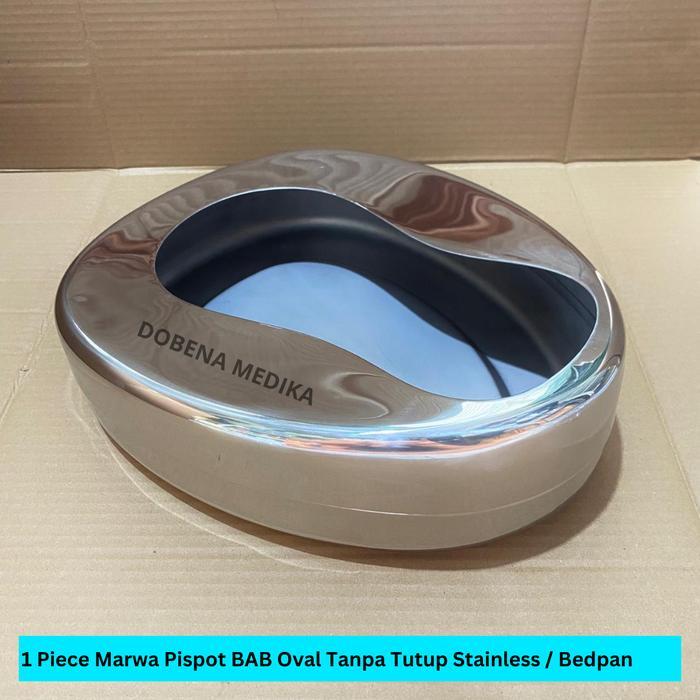 Ready Pispot Medis BAB Stainless Tanpa Tutup Oval / Bedpan Ovale Without Lid