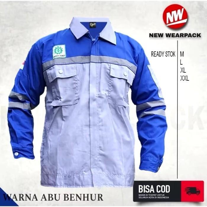 JUMBO BAJU KERJA/ SAFETY ATASAN/KEMEJA KERJA SAFETY/SERAGAM PROYEK WARNA ABU BENHUR