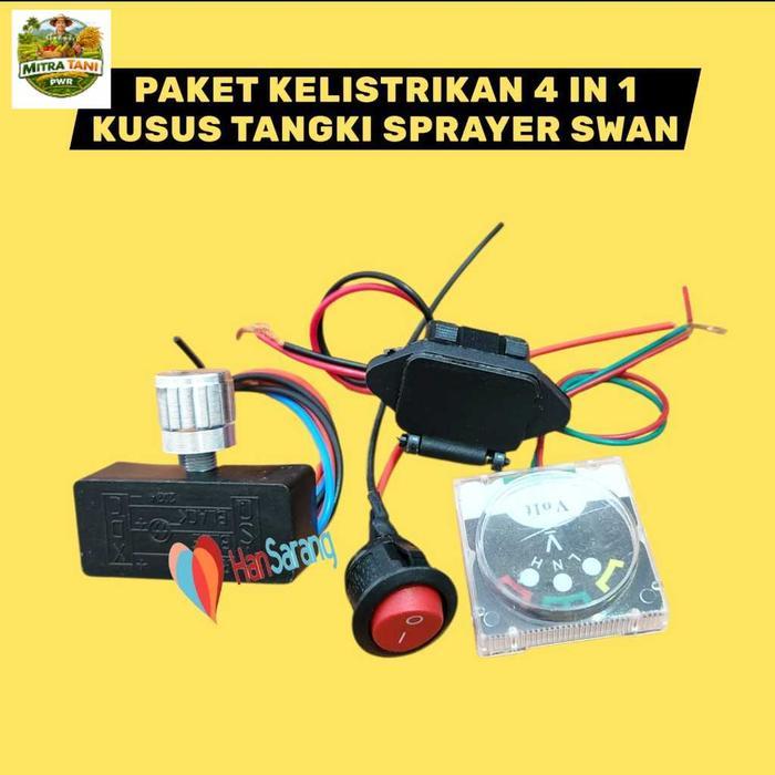 PAKET KUSUS TANGKI SWAN 4-in-1 Suku Cadang Sprayer Elektrik SWAN(Potensio, Saklar, Voltmeter, dan