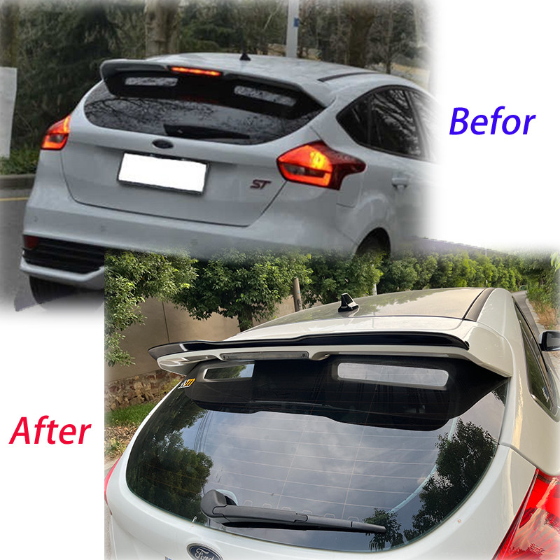 . For Ford Focus St Mk3 2012-2018 Hatchback Spoiler Abs Gloss Black -