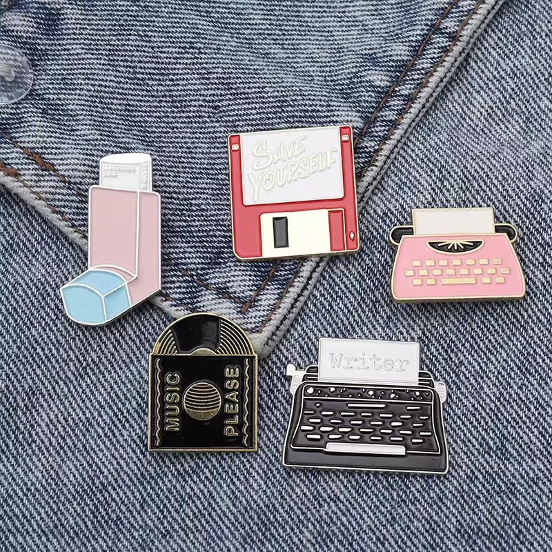 . Classic Cd Enamel Pins Breather Inhaler Memory Card Printer Fax -