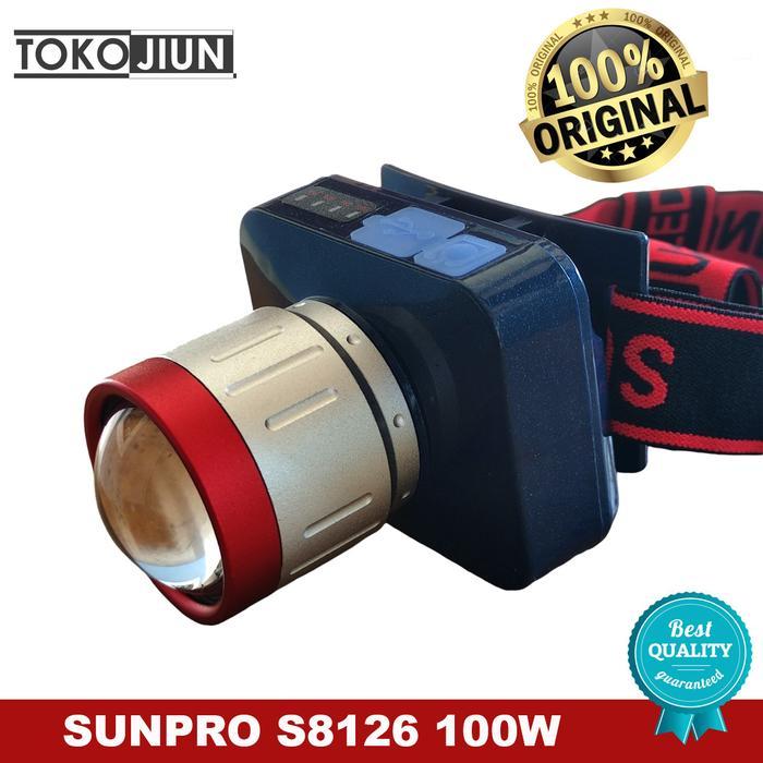 Sunpro Headlamp LED Senter Kepala LED Sunpro 100W Bisa Zoom Batre Isi Ulang