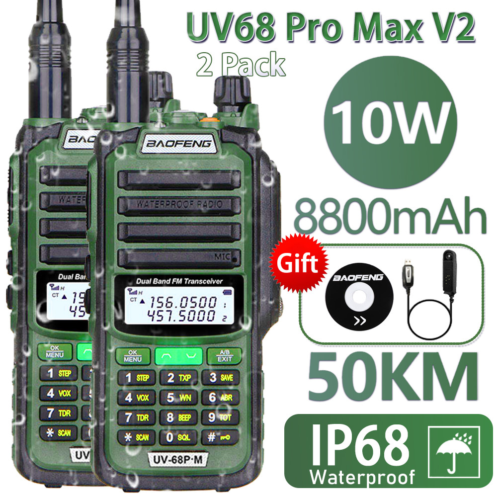 2023 2PCS Baofeng UV-68 V2 IP68 Waterproof Walkie Talkie CB Radio Upgraded Of UV9R 5R Pro UV10R UV16