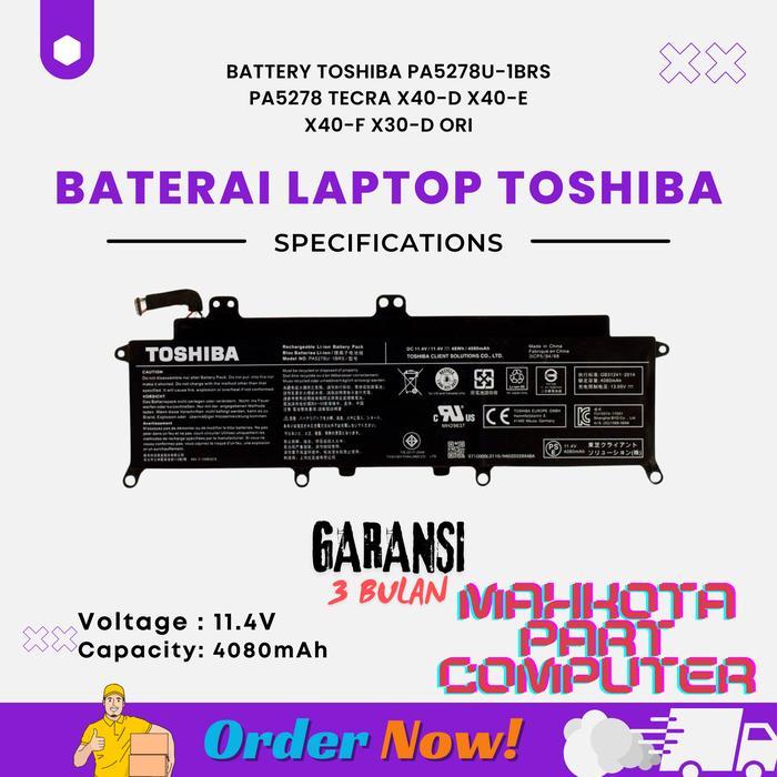 Batre Toshiba X30-D X30-E PA5278U PA5278 Portege X30-D-13Z X30-F-14W