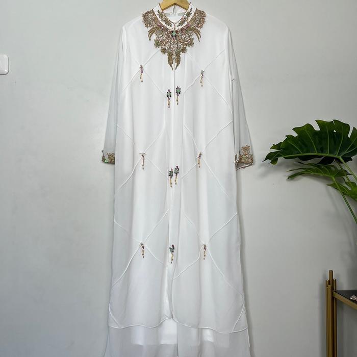 Dianara Kaftan Gratis Inner ( Daleman ) - Baju Lebaran - Kaftan Lebaran - Kaftan Putih - Kaftan