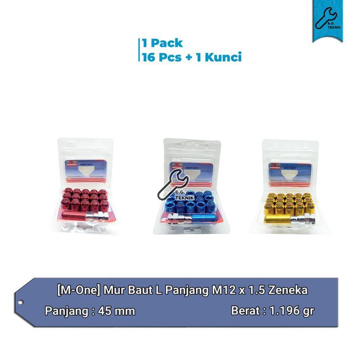 Terbaru Mur Roda L Baut Racing Mobil Warna 12x1.5/1.25 Zeneka - M-One