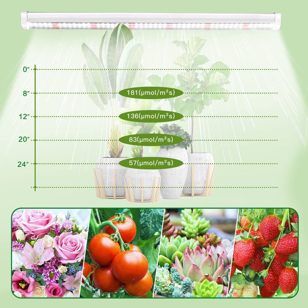 51LED T5 Grow Lights Red White Full Spectrum High PPFD Plants Light Strips Expandable Greenhouse