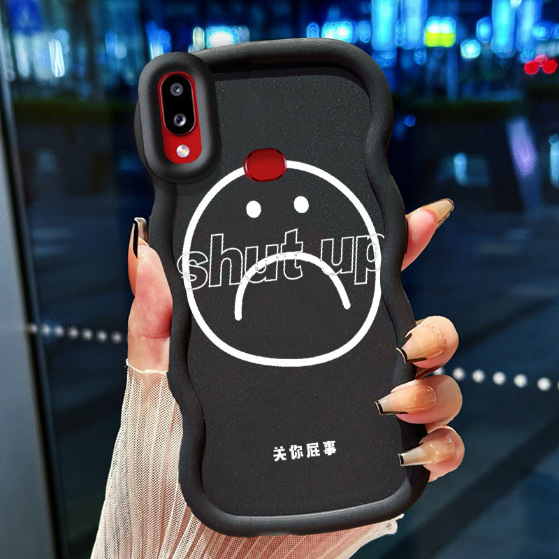 Casing Hp Untuk Samsung A10s M01s Case Emoji sedih Cesing Polos Kasing Macaron gelombang Kesing Sili